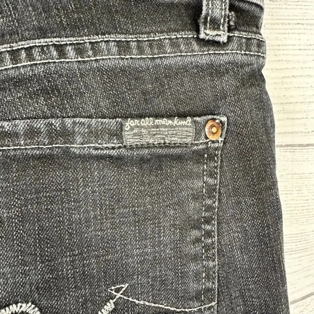 7 For All Mankind 7FAMK size 34 Relaxed Straight Leg Denim Jeans Black - Picture 7 of 11